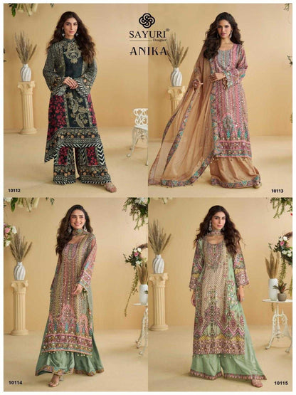 YNF Crepe Silk Suit Set | Printed Top Palazzo | Hand Aari Gota Patti Work