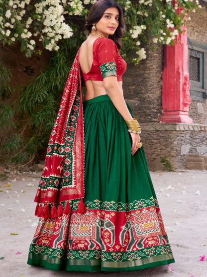 ES Tussar Silk (Stitched) Lehenga, Blouse & Dupatta