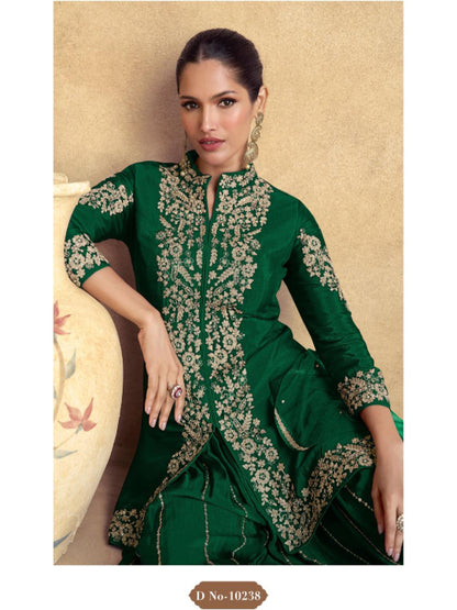 ES Top and Plazzo in Premium Chinon Silk (Free Size Stitch) & Dupatta in Premium Net