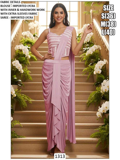 YNF Ready-To-Wear Premium Lycra Designer Saree with Elegant Handwork