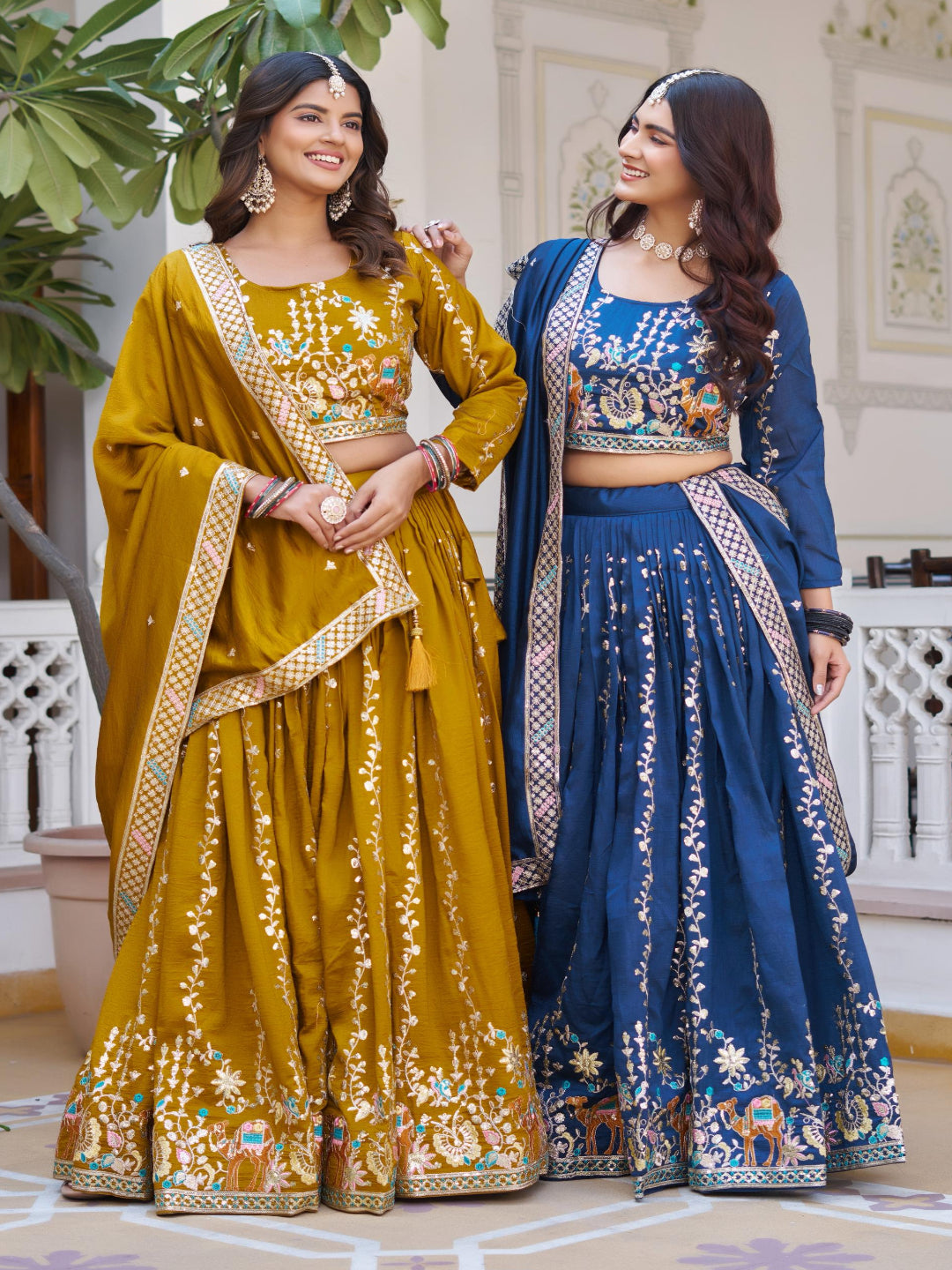 ES Pure Vichitra Silk Lehenga Choli with Heavy 3mm Sequence & Thread Embroidery