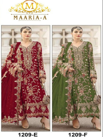 Women’s Chiffon Sequence Work Suit (XS to 5XL) with Khatli Neck Embroidery - RE