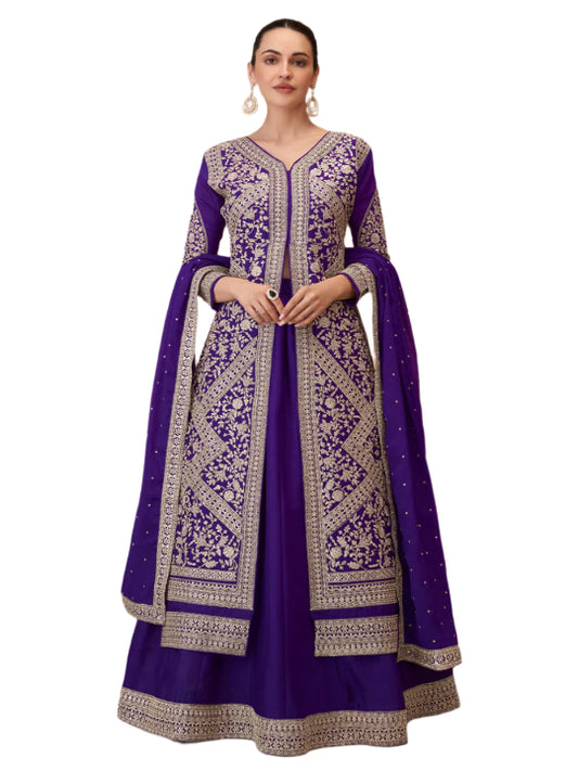 ES Heavy Embroidered Pakistani Style Chinon Silk Lehenga Choli