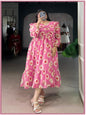 ES Graceful Floral Frock in Weightless Marble Fabric- Floral Print With Foil Work
