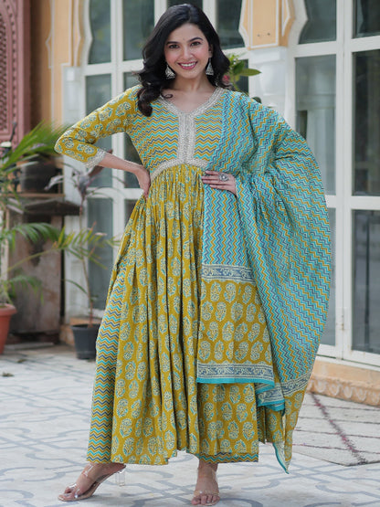 ES Pure Cotton Premium Readymade Kurtis with Pant & Dupatta Set