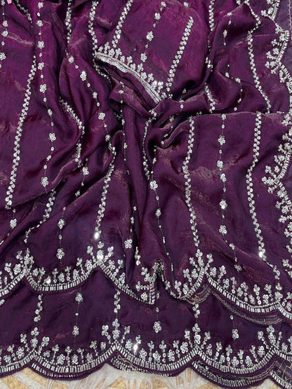 YNF Gorgeous Soft Space Silk Saree with Intricate Beads & Sequence Work
