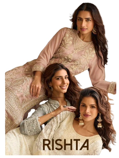 RE Premium Real Georgette Embroidered Suit Set with Sequin & Bead Work - Fully Stitched