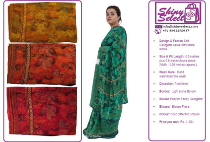 ShinySelect Soft & comfortable Georgette saree with light stone work