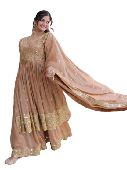 ER Heavy Party Wear Super Silk Sharara Suit with Embroidered Dupatta