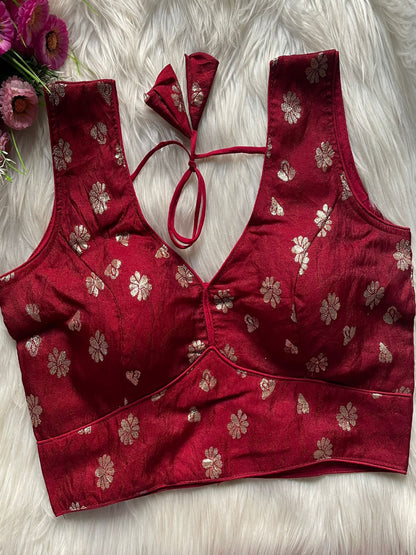 ES Designer Dola Silk Jacquard Partywear Blouse – Intricate Cosmos Viscose Weave