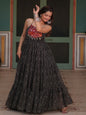 ES Bandhani Printed Sleeveless Gown with kutchi patchework in Faux Georgette.