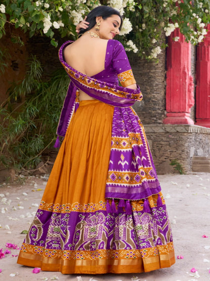 ES Tussar Silk (Stitched) Lehenga, Blouse & Dupatta