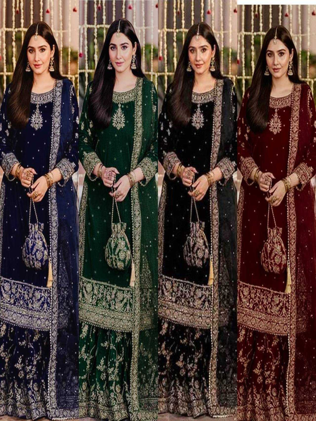 SS Exclusive Premium Velvet Sharara Set with Heavy Handcrafted Dupatta