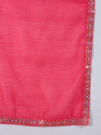 ICF Luxury Chinon Digital Print Suit Set with Embroidery & Mirror Work