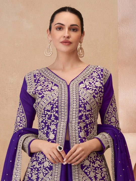 ES Heavy Embroidered Pakistani Style Chinon Silk Lehenga Choli