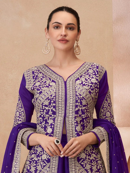 ES Heavy Embroidered Pakistani Style Chinon Silk Lehenga Choli