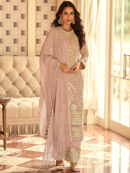 RE Premium Real Georgette Embroidered Suit Set with Sequin & Bead Work - Fully Stitched