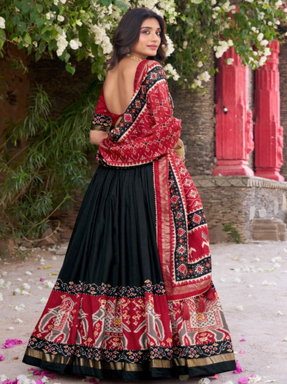 ES Tussar Silk (Stitched) Lehenga, Blouse & Dupatta