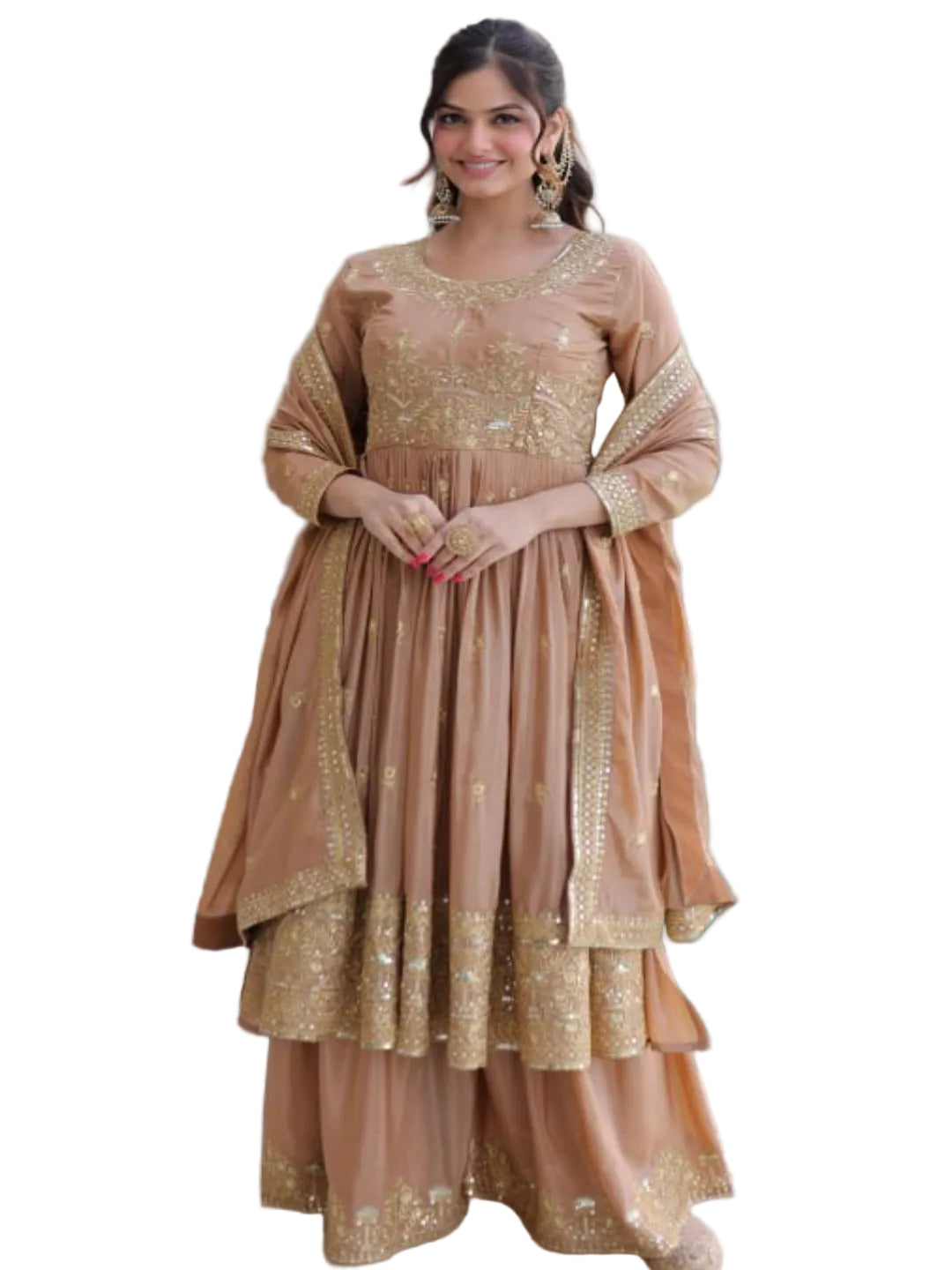 ER Heavy Party Wear Super Silk Sharara Suit with Embroidered Dupatta