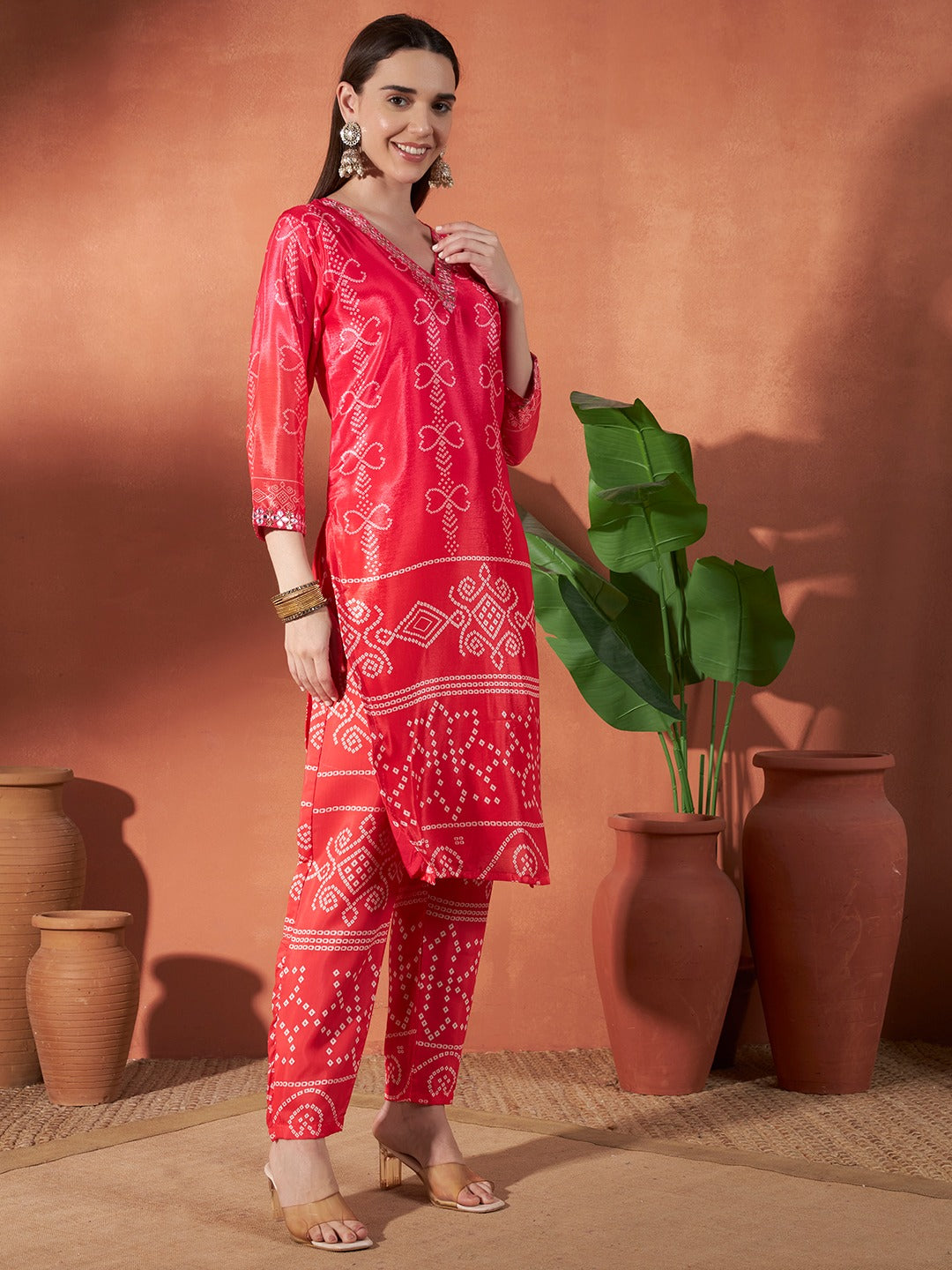 ICF Luxury Chinon Digital Print Suit Set with Embroidery & Mirror Work