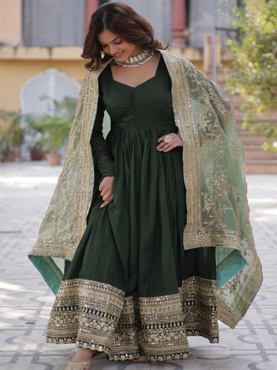 ES Shimmer Vichitra  Gown with Rich Sequins Embroidered work