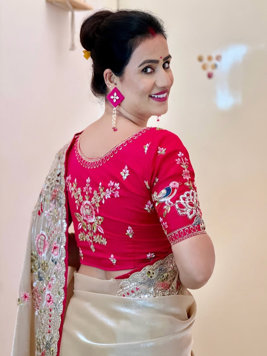 ES Jimichu Silk Saree with Multi-Sequence & Cut Work Embroidery Border