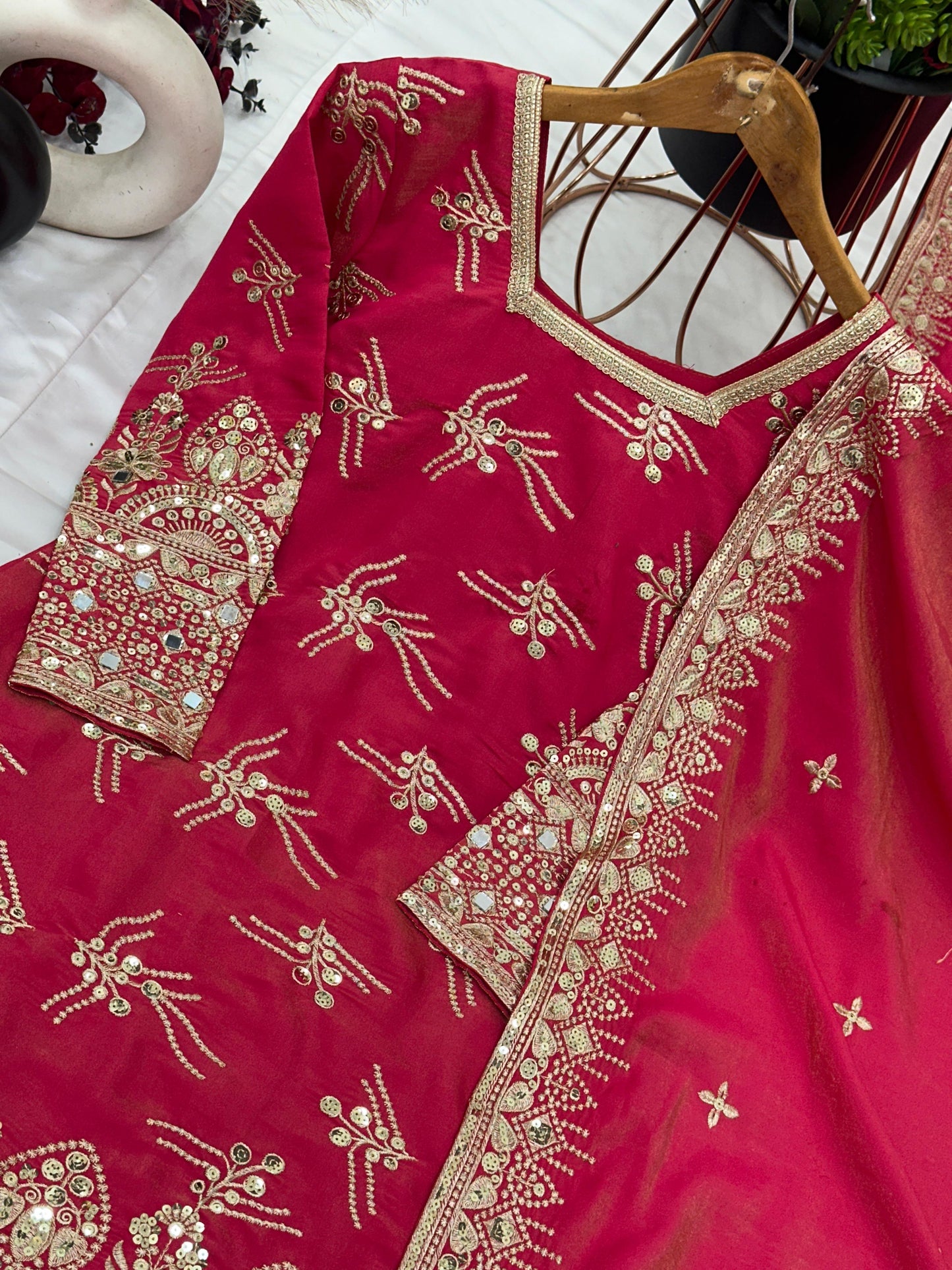 ES Simmer Silk With Full Heavy Embroidery Sequence Work Fully Stitched
