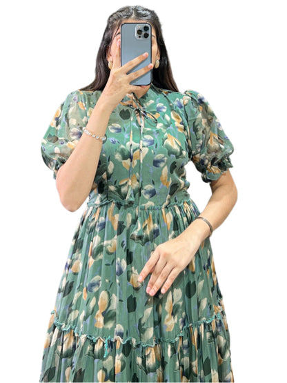 ES Women Tabby Silk Floral Printed Frock