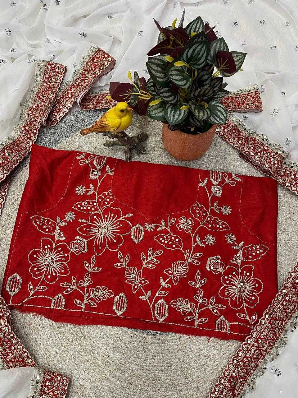 RE_YN Designer Faux Georgette Saree with Real Mirror & 5mm Sequins Work