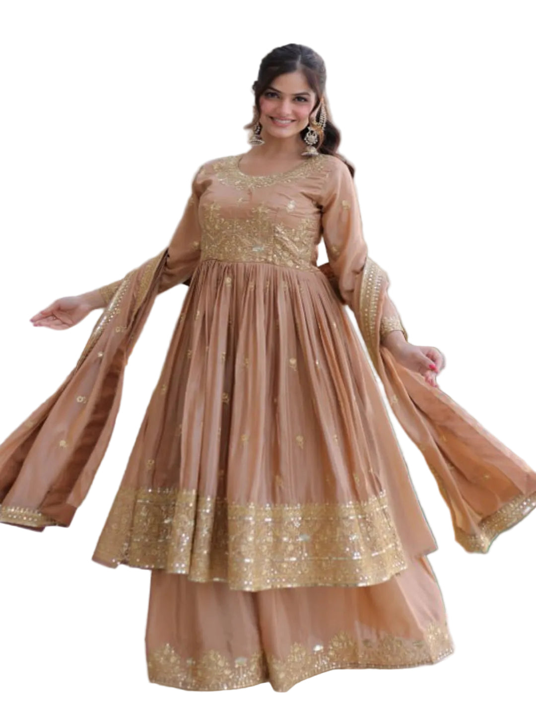 ER Heavy Party Wear Super Silk Sharara Suit with Embroidered Dupatta