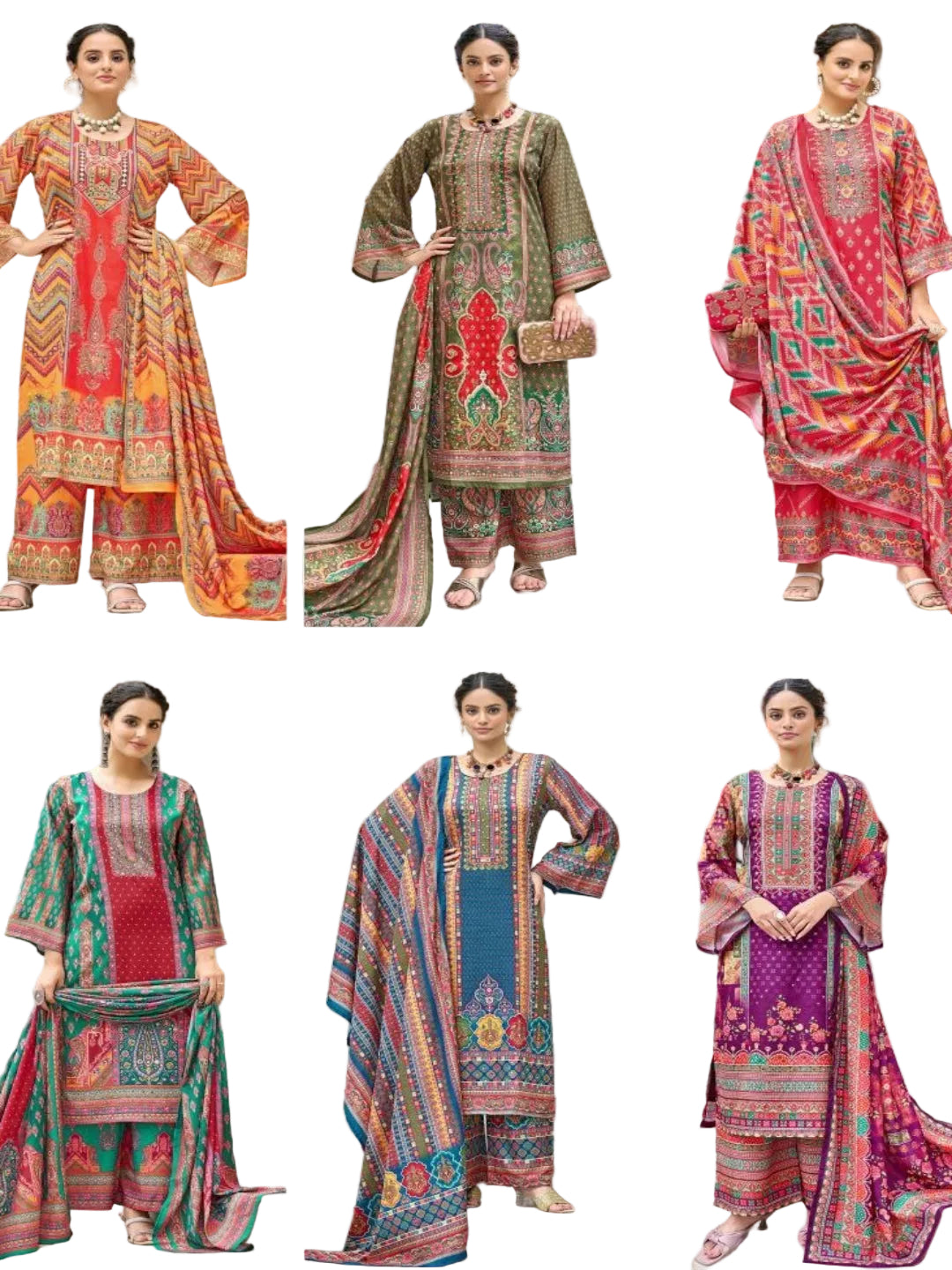 RE Pakistani Digital Print Pure Crape Silk Kurta Set with Original Mirror Work & Palazzo