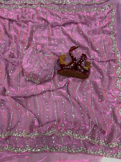 YNF Gorgeous Soft Space Silk Saree with Intricate Beads & Sequence Work