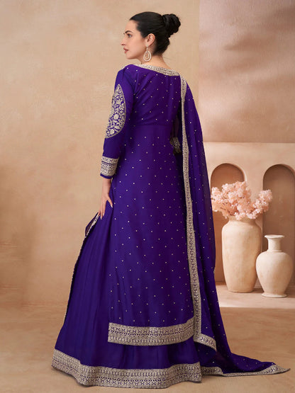 ES Heavy Embroidered Pakistani Style Chinon Silk Lehenga Choli