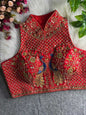 YNF Ready-to-Wear Padded Blouse Italian Silk Halter Neck with Heavy Hand Embroidery