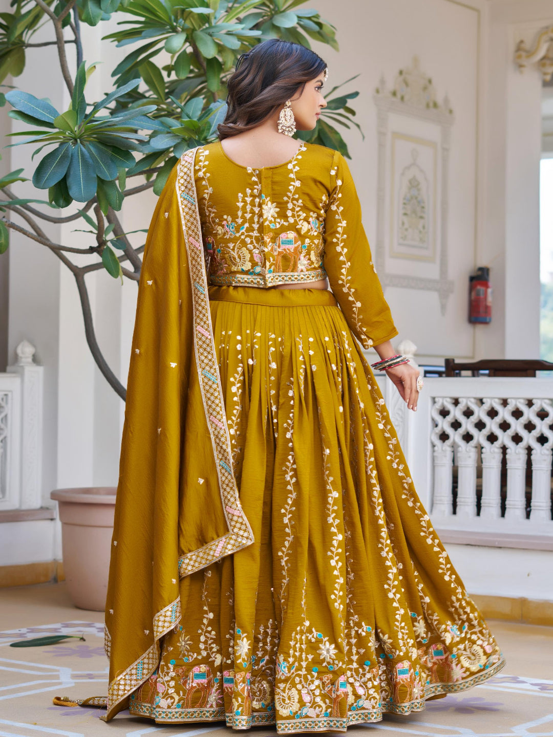 ES Pure Vichitra Silk Lehenga Choli with Heavy 3mm Sequence & Thread Embroidery