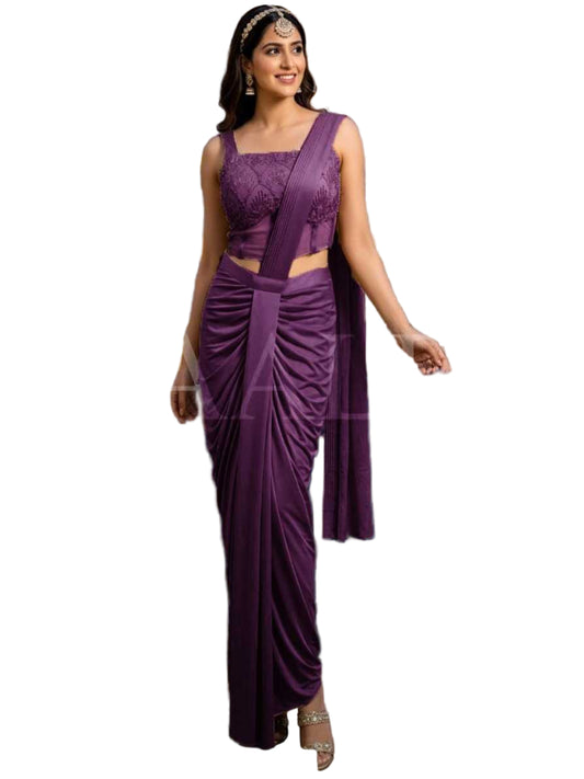 YNF Ready-To-Wear Premium Lycra Designer Saree with Elegant Handwork
