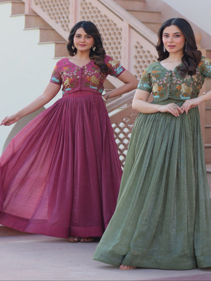 ES Premium Readymade Koti-Gown Collection - Embroidery Work