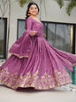ES Designer Gown Chinnon Fabric With Embroidery, Zari & Sequin Work