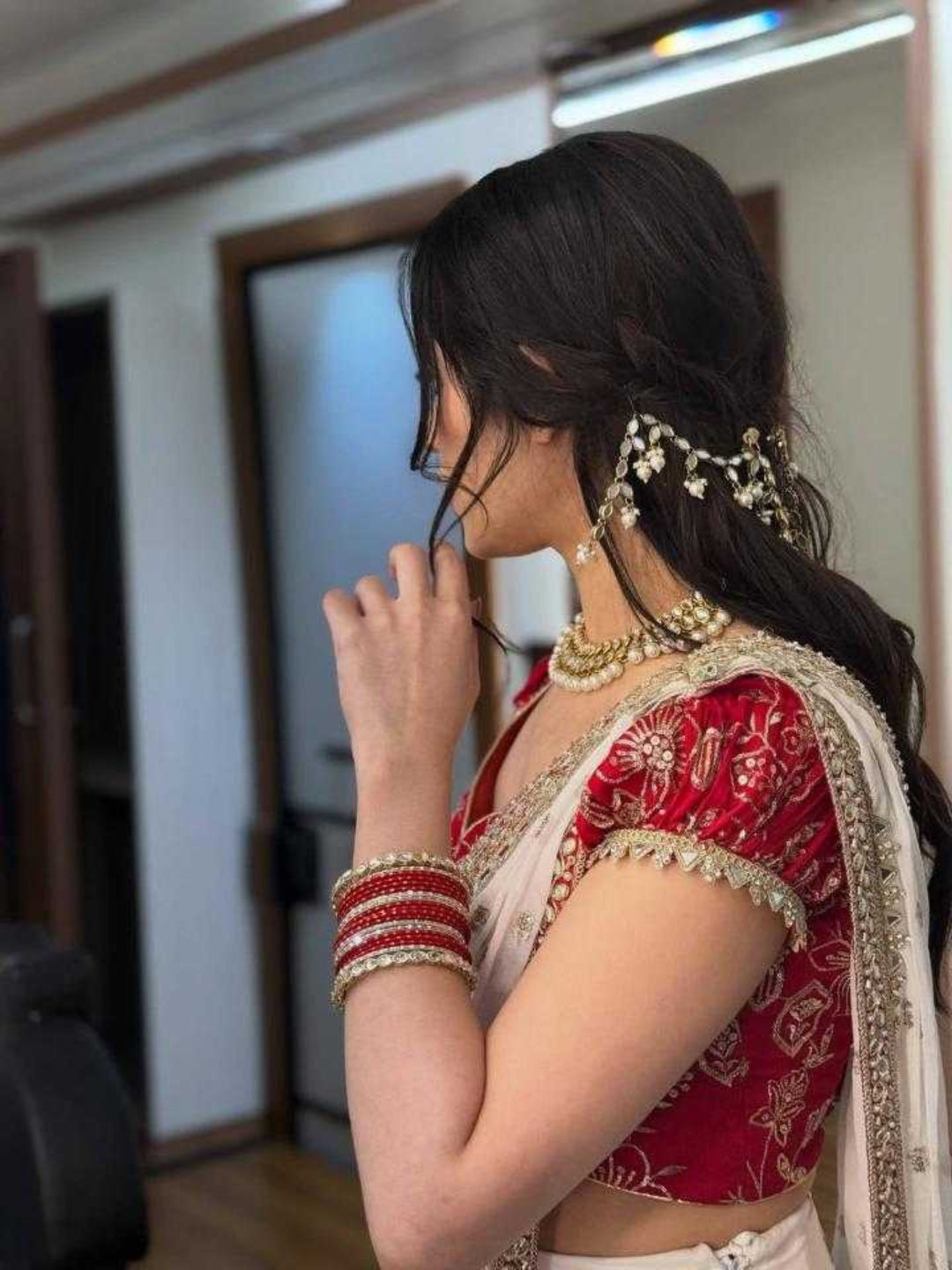 RE_YN Designer Faux Georgette Saree with Real Mirror & 5mm Sequins Work