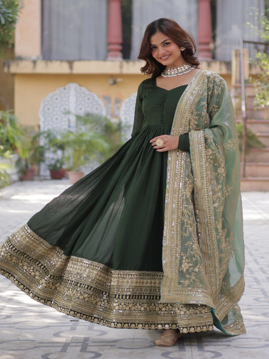 ES Shimmer Vichitra  Gown with Rich Sequins Embroidered work