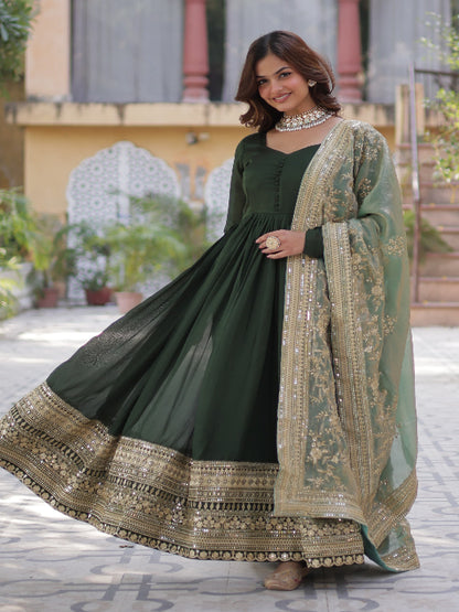 ES Shimmer Vichitra  Gown with Rich Sequins Embroidered work