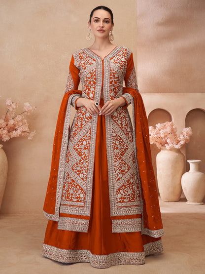 ES Heavy Embroidered Pakistani Style Chinon Silk Lehenga Choli