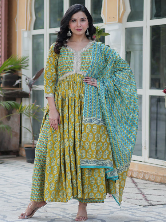 ES Pure Cotton Premium Readymade Kurtis with Pant & Dupatta Set
