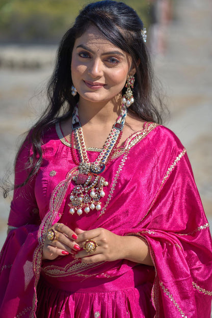 ES Heavy Chinon Silk Lehenga, Blouse & Dupatta with exquisite embroidery and zari work,