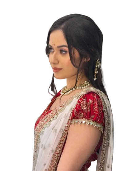 RE_YN Designer Faux Georgette Saree with Real Mirror & 5mm Sequins Work