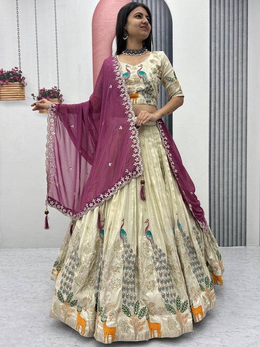 ES Pure Tissue Silk Lehenga-Choli & Duptta in Foux Georgette