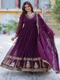 ES Luxury Designer Gown & Dupatta with Zari & Sequins Embroidery