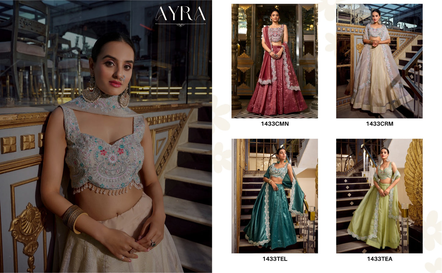 ES Elegant Gold Crush Lehenga Set with Sequins, Jarkan Work