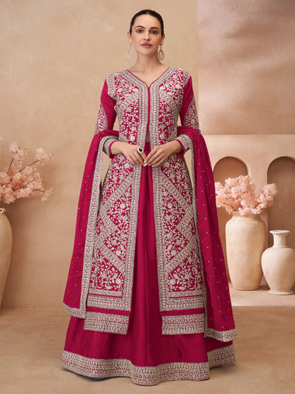 ES Heavy Embroidered Pakistani Style Chinon Silk Lehenga Choli