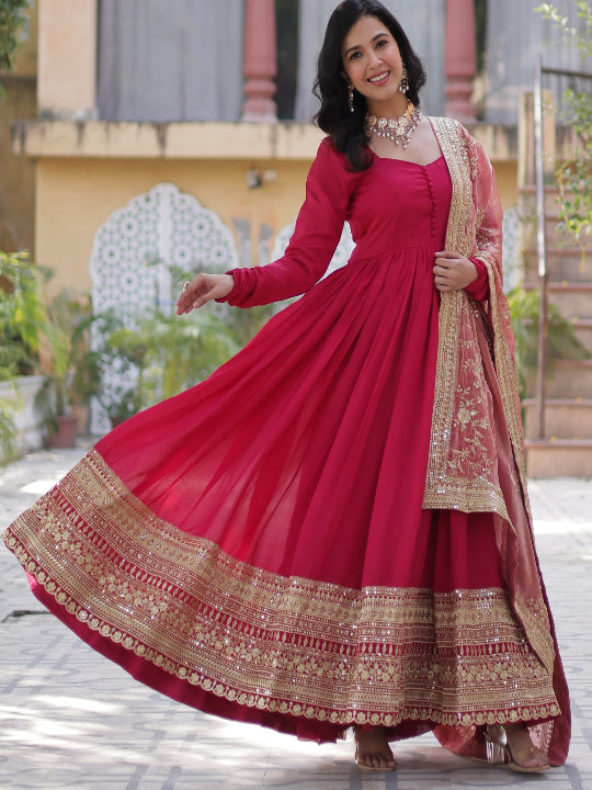 ES Shimmer Vichitra  Gown with Rich Sequins Embroidered work
